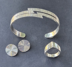 VTG Taxco «2 Trees» TS-30 925 Modernist Cuff, Ring. Earrings Married Suite