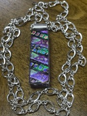 D’CC’S Artisan Made Rectangular Dichroic Glass Pendant In 925 Setting And Chain