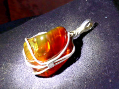 Handcrafted Natural Clear Green Red Amber .925 Sterling Silver Pendant 43mm