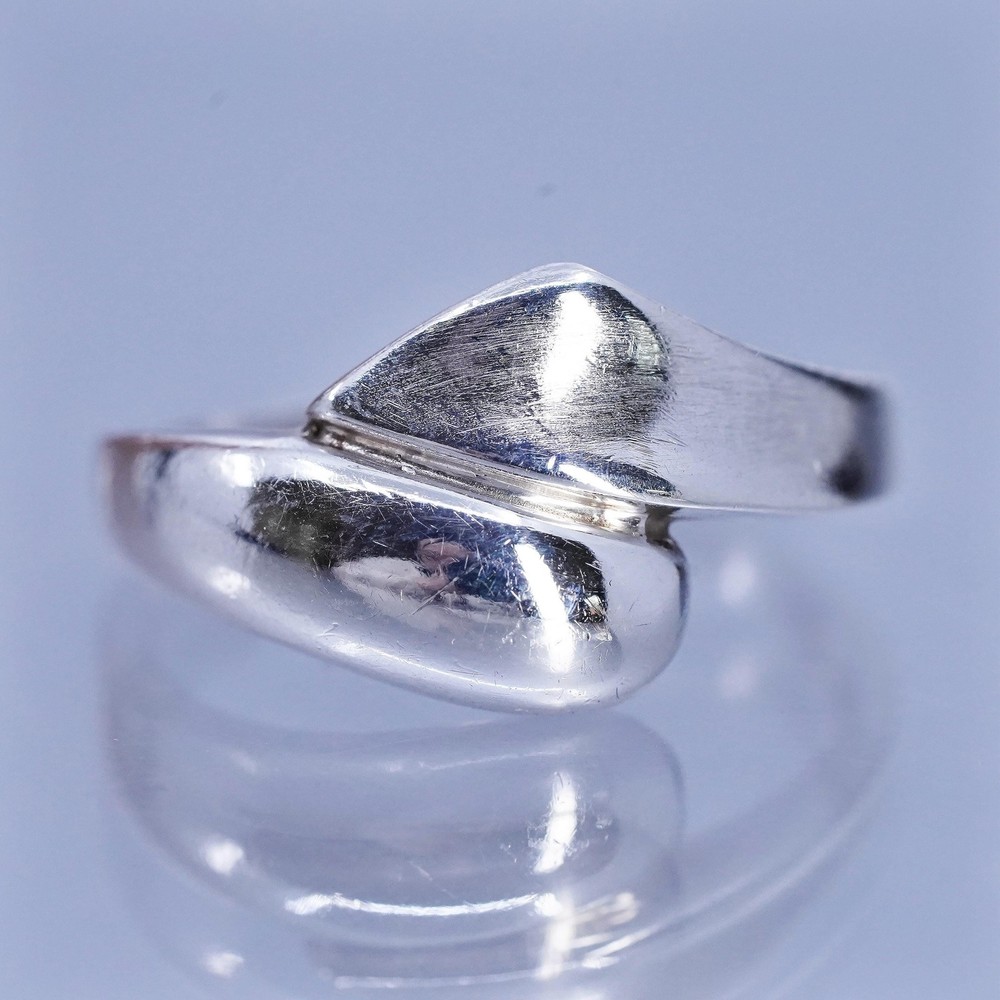 Size 8, vintage Sterling 925 silver handmade ring, wrap band