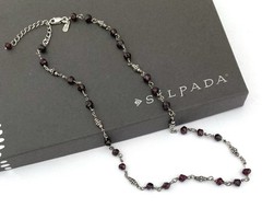 SILPADA Sterling Silver Faceted GARNET Fancy Beaded Station Necklace~#N1053