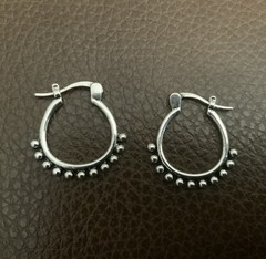 Sundance Balinese Silver Hoop Earrings Geometric Catalog Boho Tribal VTG Ethnic
