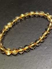 6.5mm Natural Gold Hair Rutilated Quartz Crystal Round Bead Stretch Bracelet