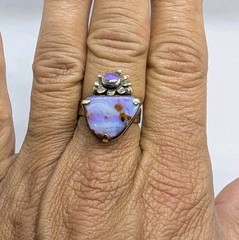 Australian Solid Boulder Opal Recycled Artisan Made 9ct Gold Ring Sz8 .A30b