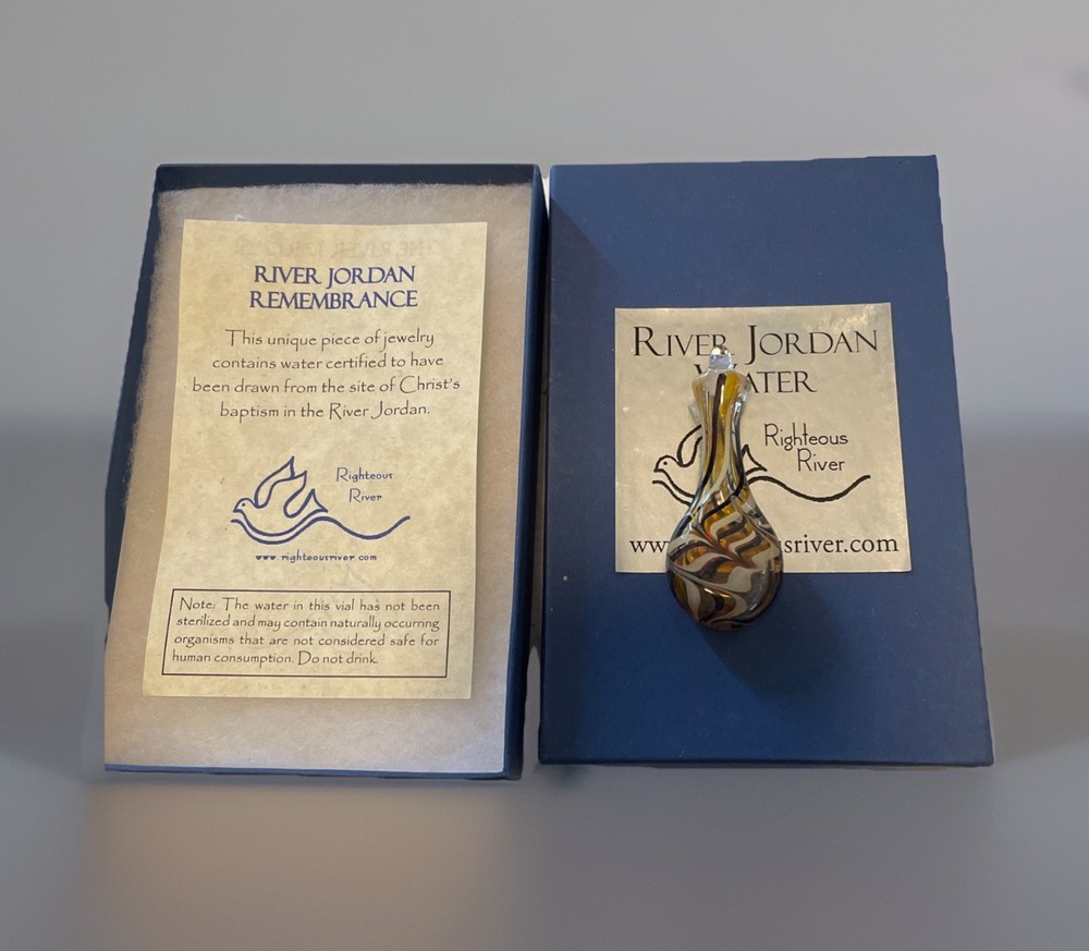 Hand Blown Bottle Pendent / River Jordan Rememberance/ Certificate/preowned