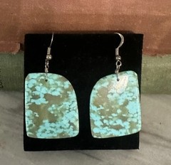 Natural Turquoise Stone Slab 925 sterling siver Drop Native American Earrings