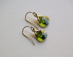 Olivine Vine Earrings Swarovski Faceted Flat Briolette Crystal Dangle Must-Haves