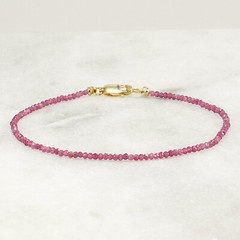 Ruby Bracelet Ultra Dainty Gemstone Birthday Gift for Her Everyday Thin Bracelet