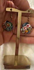 Glass Of Venice Italian Murano Glass Earrings Dangle Round Multicolor Millefiori