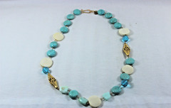 Wendy Mink Turquoise and White Beads Rosary Necklace