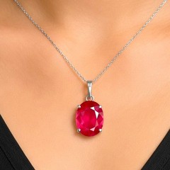 Certified 7.25 Ct Ruby Pendant Gemstone Silver Plated Men Women Gift