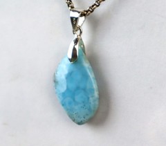 Lovely Natural Sky Blue Larimar .925 Sterling Silver Pendant 43mm
