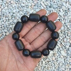 Diospyros Ebenum Bracelet 12 Beads Mix Shape Borneo Black Ebony Bracelet