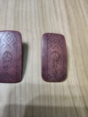Carved Wood Earrings Reddish Brown Light 2 Inch With Posts