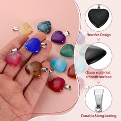 10 Pcs Heart Stone Pendants, 20mm Love Heart Pendants Black Love Charm
