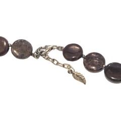 Artisan Agate Stone Beaded Necklace Sterling Silver Clasp & Pendant