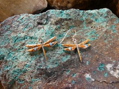 Spiny Oyster Shell & Opal Dragonfly Handcrafted Sterling Silver 925 Earrings T34