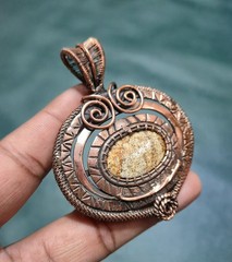 Handmade Jasper Pendant Wire Wrap Jewelry Copper Pendant Wedding Gift