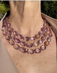 Ametrine Gemstone Triple Strand Necklace
