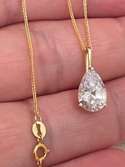 1.65ct Tear Drop Diamond Pendant Diamond Solitaire Solid 18k Yellow Gold 7×10
