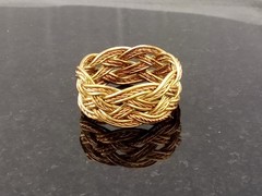 Size 10.5 Brass / Copper Twist 5×8 Turks Head Knot Ring Hand Tied made