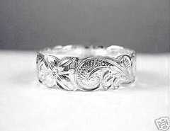 8MM BM SOLID 925 STERLING SILVER CUSTOM PERSONALIZED HAWAIIAN BLACK ENAMEL RING