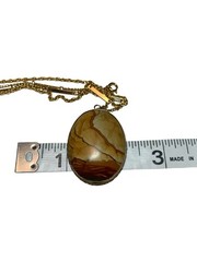 Brown Picture Landscape Jasper Pendant With 12.5” Gold Filled Chain
