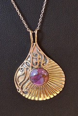 Jtv Southwest Style Purple Turquoise Sterling Silver Teardrop Pendant….