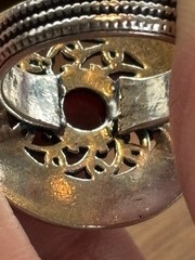 Red Garnet Ornate Statement Cocktail 925 Sterling Silver Ring Size 8.25