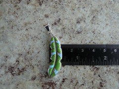 Green Gaspeite & White Opal Sterling Silver 925 Feather Southwestern Pendant U18
