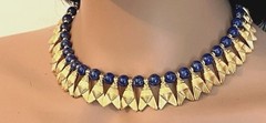 Lapis Beads Egyptian Style Repro fly Choker-Smithsonian catalog collection