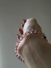 Natural Lepidocrocite in Clear Quartz Bracelet Pink Confetti Golden Strawberry