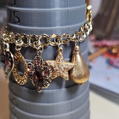 Handmade Gold Tone Cable Chain Charm Bracelet Heart Toggle Dangle Vtg Charms