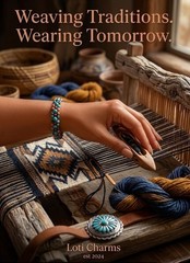 Flame Kissed Blue & Stabilized Turquoise W/ Orange Handwoven Copper Bracelet