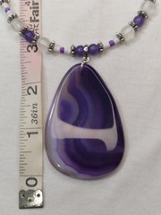 Handcrafted Beaded Silver Memory Wire Choker Earring Set Purple Agate