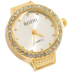 Elegant For MINI Quartz Ring Watch For Women Round Rhinestone Gold Silver Rose