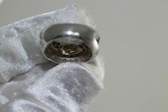 Unique 925 Sterling Silver White Black Utra Modern Ring size 6.75 Artisan PAVE
