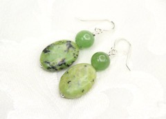 Chrysoprase Green 13mm x 18mm Oval Gemstone 925 Sterling Silver Earrings 1.50″