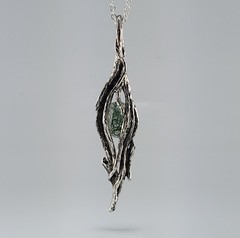 Moss Agate Gemstone Sterling Silver Pendant – Handmade