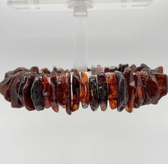 Cherry / Brown BALTIC AMBER Stretch Bracelet Lithuania Natural and Genuine #247e