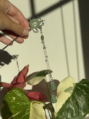 Vintage Chinese Style Green Stone Hair Stick Tassel Hanfu Hair Pin