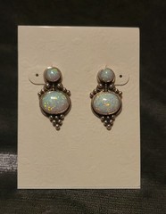 VINTAGE Santa Fe white opals & embellished sterling silver EARRINGS- WORN ONCE!!