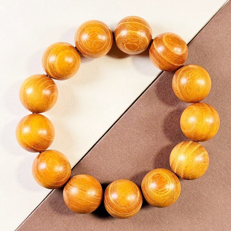 Chinese Golden Sandalwood 15/18/20 mm Buddhist Prayer Bead Bracelet for Men
