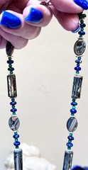 LOVELY Artisan Sterling Silver Malachite, Turquoise, Abalone Reversible Necklace
