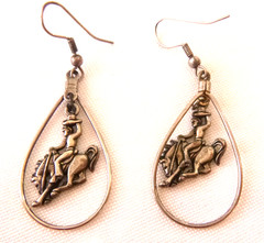 VTG 925 Sterling Silver Rodeo Bucking Bronco Horse 2.25″ Dangle Artisan Earrings