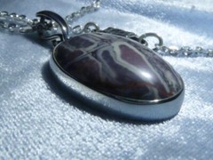 Sterling Pendant 26 X 18mm Porcelain Jasper 18″ AK Chain & Clasp Konder #289