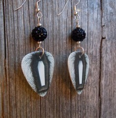 Metallica Death Magnetic Album Guitar Pick Earrings with Black Pave Beads