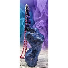 Handmade LARGE Resin Holo Goddess Snake Medusa Pendant Necklace