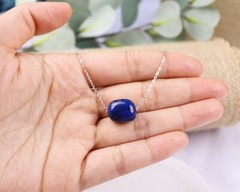 Natural blue floating lapis lazuli gemstone pendant necklace, single lapis stone