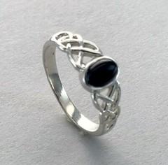 Oval BLACK ONYX Celtic Ring 925 STERLING SILVER Natural & Genuine Gemstone #2e